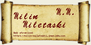 Milin Miletaški vizit kartica